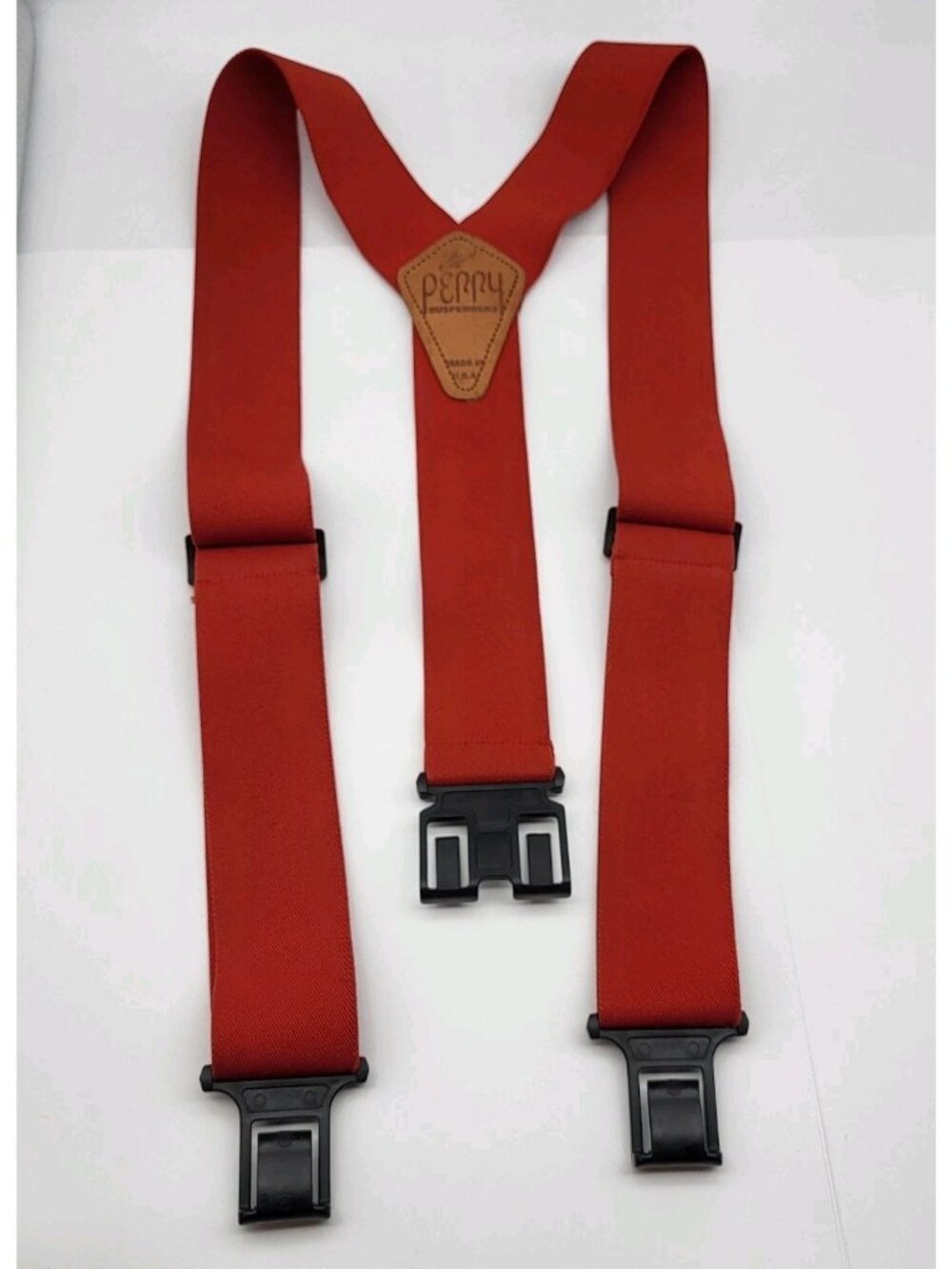Perry Suspenders Red Men's Elastic 2 Inch Hook End Suspenders